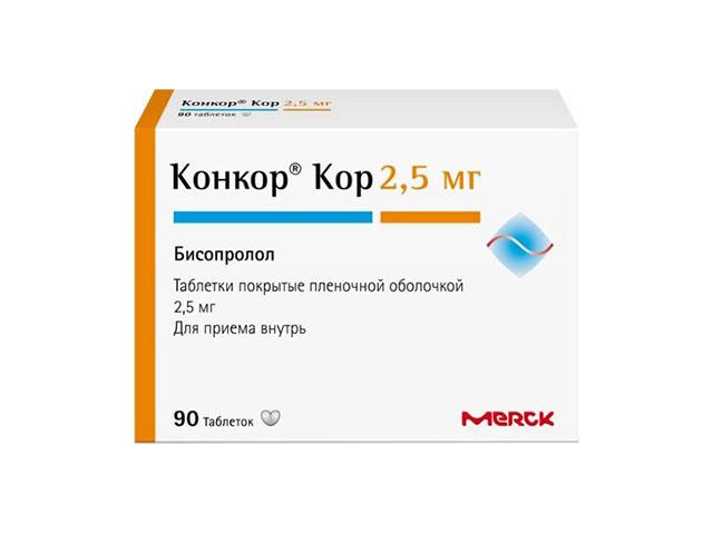 конкор кор 2,5мг. №90 таб. п/п/о