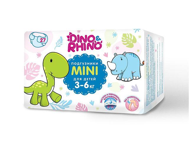 дино и рино подгузники для детей размер mini 3-6 кг №27 (dino&rhino)
