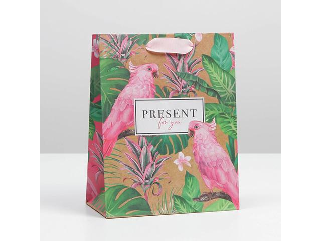 *пакет крафтовый вертикальный "present for you" ms 18 х 23 х 8 см. 7303779