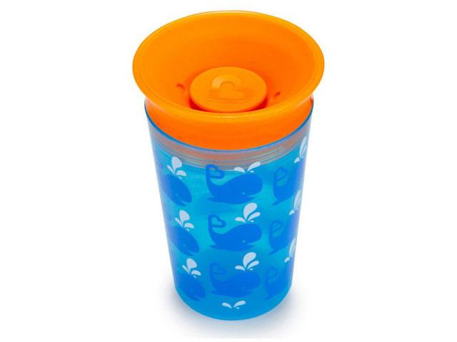 *munchkin deco поильник-непроливайка miracle 360 градусов. 266мл., 12+ голубой кит.11133b