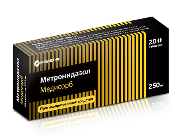 метронидазол медисорб 250мг. №20 таб.