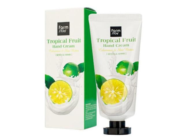 *farmstay крем для рук тропические фрукты с экстрактом каламанси и маслом ши 50 мл. 881217