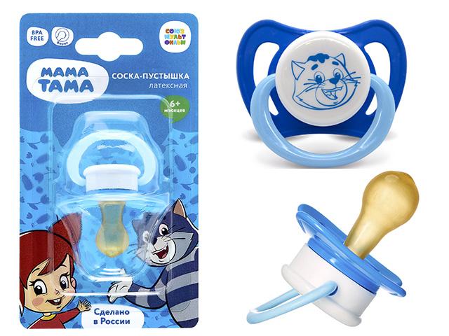 мама тама соска-пустышка классич.латекс."матроскин" /с 6+мес синий