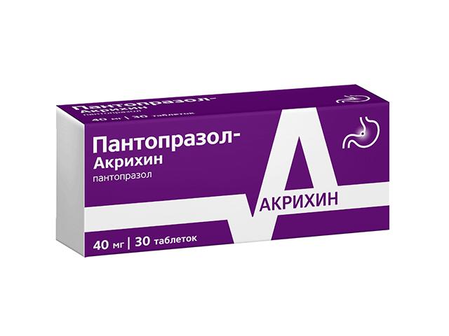 пантопразол-акрихин 40мг. №30 таб. п/п/о кишечнораств.
