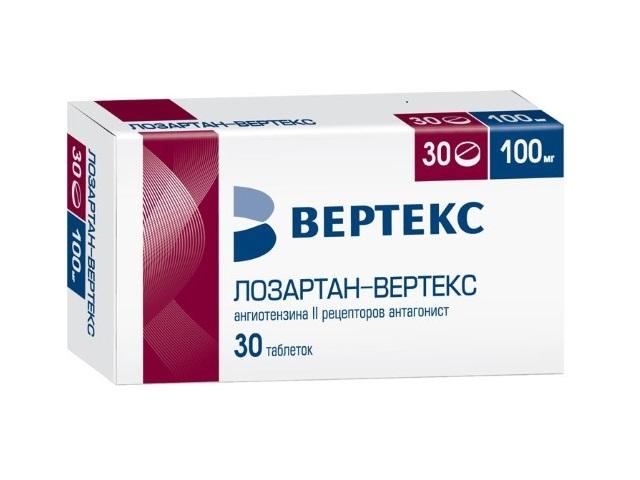 лозартан-вертекс таб.п/о 100мг. №30 9625