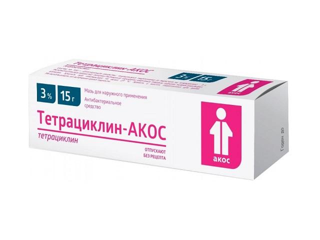 тетрациклин-акос 3% 15г. мазь д/наружн.прим./синтез/ 7249