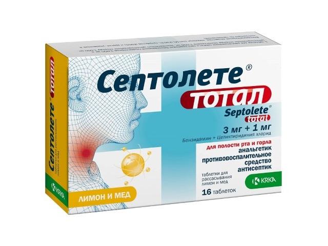 септолете тотал №16 таб. лимон+мед д/расс. /krka/ 8219