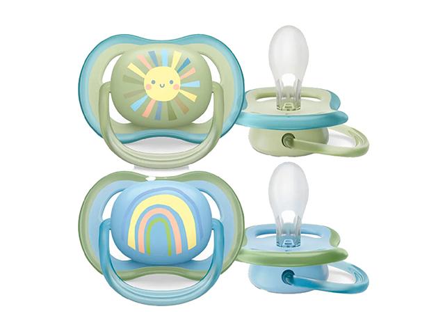 авент пустышка ultra air солнышко/радуга для мальчиков (0-6мес) scf085/58 №2 (avent]