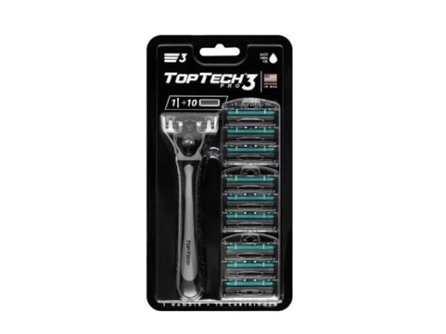 toptech pro 3 бритва (10 сменных кассет, 1 бритва) (195536) совместимы с gillette blue3