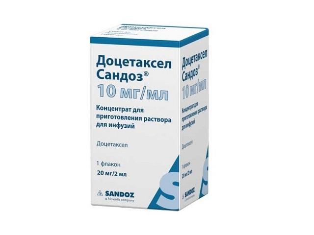 доцетаксел сандоз 10мг/мл конц. д/приг. р-ра д/инфузий 2мл №1 фл.