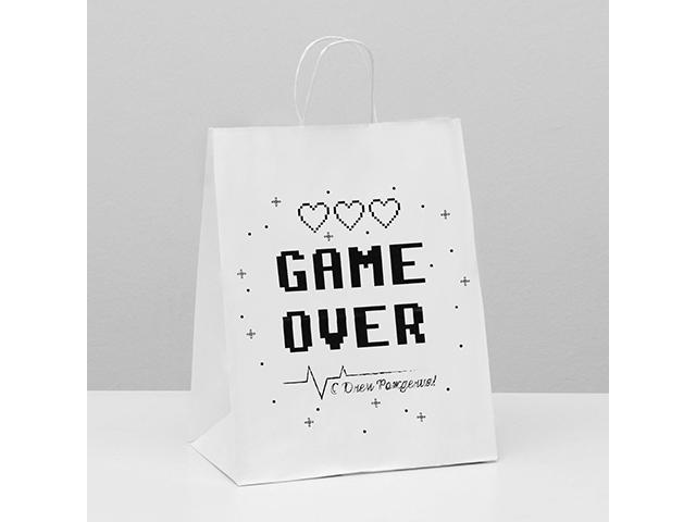 *пакет подарочный с приколами крафт game over, 24 х 14 х 30 см 6851764