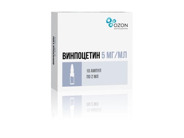 винпоцетин 5мг/мл. 2мл. №10 конц. д/р-ра д/инф. амп. /озон/ 2892