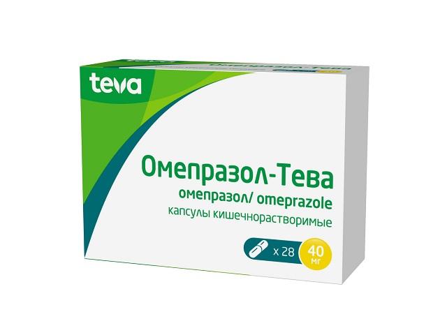 омепразол тева 40мг. №28 капс. 2553
