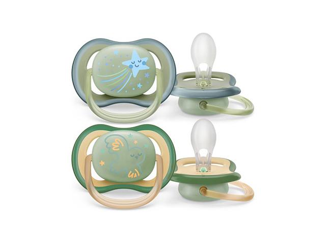 авент соска-пустышка силикон.светящ. ultra air night зеленый,синий (0-6мес) scf376/18 №2/ [avent]