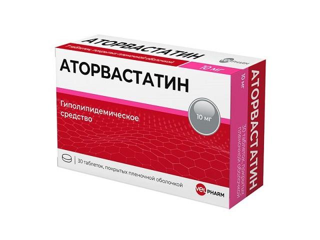 аторвастатин 10мг №30 таб. п/п/об. /велфарм/