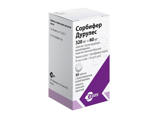 сорбифер дурулес 320мг/60мг. №30 таб. п/о 3609