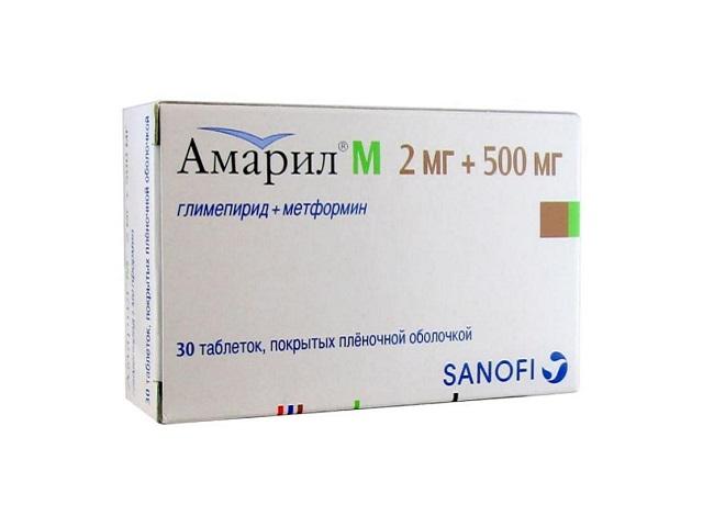 амарил m 2мг.+500мг. №30 таб. п/о 8261