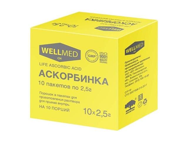 аскорбинка life ascorbic acid пор. 2,5 г №10 пак.