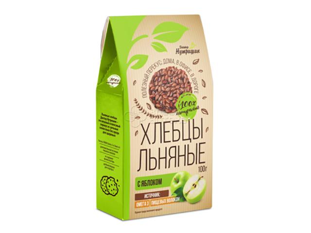 доктор нутришин хлебцы льняные с яблоком 100г