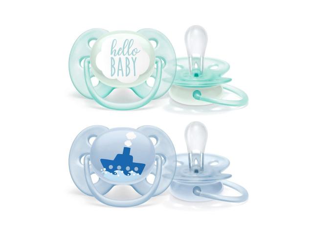 авент соска пустышка ультрасофт 0-6мес. №2 д/мал. корабль/арт.scf222/01/