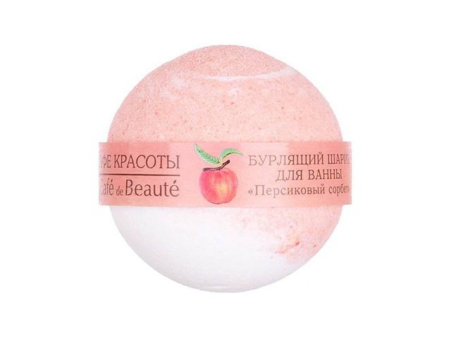 кафе красоты бурлящ. шар д/ванны персиковый сорбет 100г./120г.