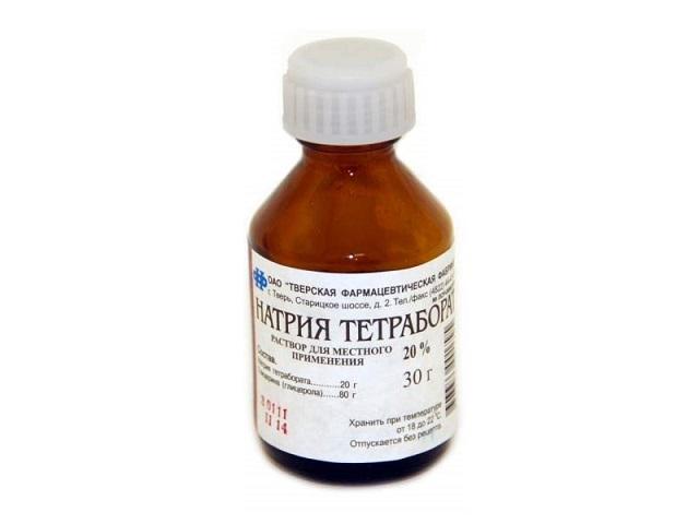 натрия тетраборат 20% 30г. р-р в глиц. фл./тверская фф/