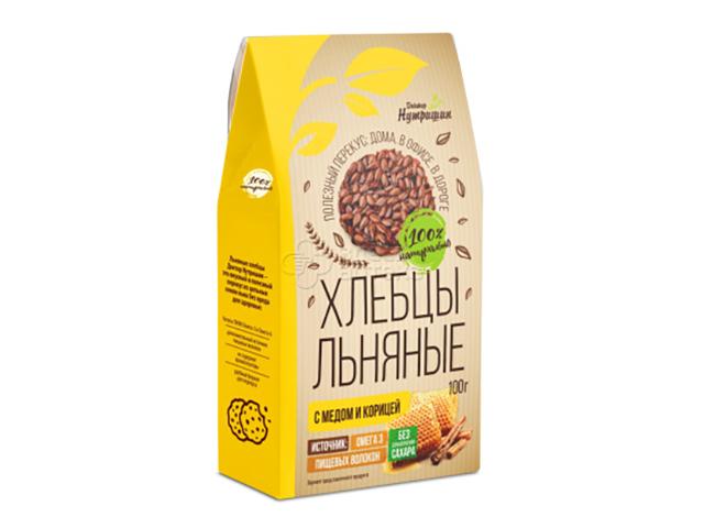 доктор нутришин хлебцы льняные с мёдом и корицей 100г