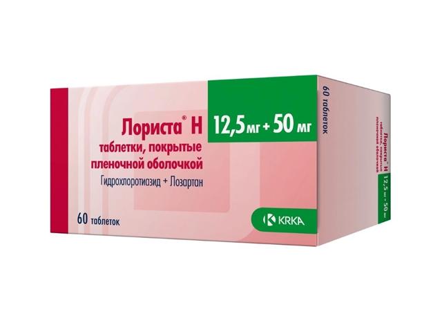 лориста н 50мг.+12,5мг. №60 таб. п/о /krka/ 2932