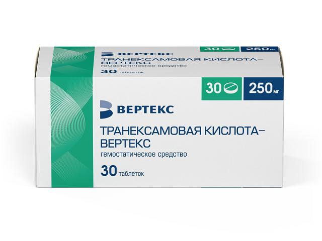 транексамовая кислота-вертекс 250мг. №30 таб. п/п/о