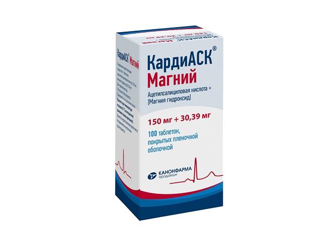 кардиаск магний 150мг.+30,39мг. №100 таб. п/п/о банка /канонфарма/