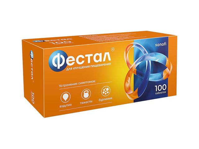 фестал №100 таб.киш.раств. п/о 3721