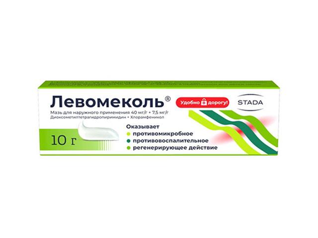 левомеколь 0,04/г+0,0075/г 10,0 мазь д/наруж прим