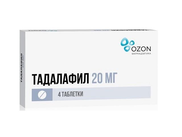 тадалафил 20мг. №4 таб. п/п/о /озон/