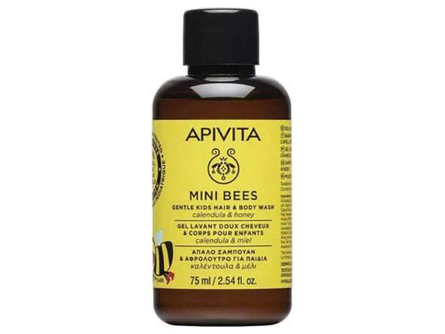 apivita детский нежный очищающий гель д/тела и волос с календулой и мёдом, флакон 75 мл