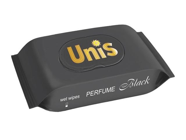 unis салфетки влажные антибакт perfume black черн №84 с клап.