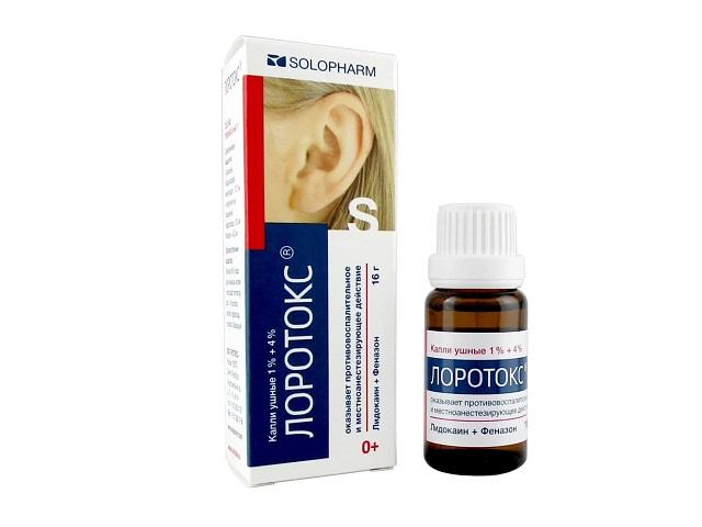 лоротокс 1%+4% 16г. капли ушные 4397