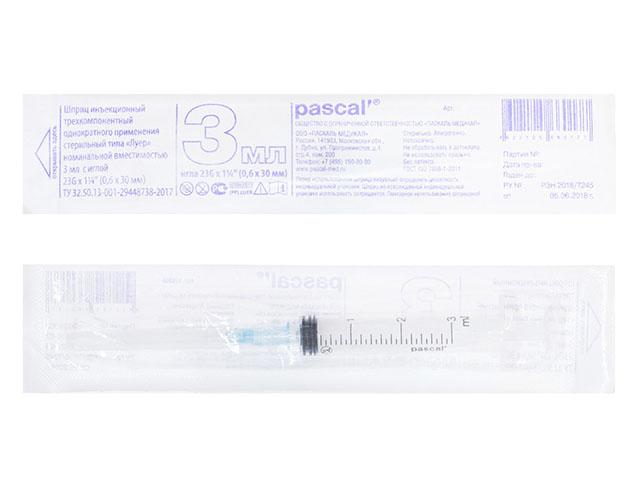 сф шприц 3мл. 3-х комп. 0,6х30mm 23g №1 [sfm]
