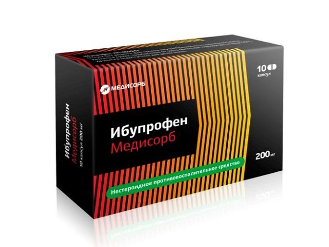 ибупрофен медисорб капс. 200мг №10 7338