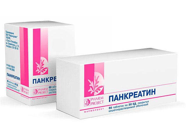 панкреатин 30ед №60 таб. п/о /фармпроект/ 0141