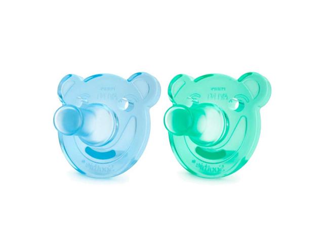 авент соска-пустышка силик. с щитком 0-3мес. №2 син.+зелен. /арт.scf194/01/ [avent]