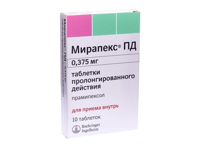 мирапекс пд табл с пролонг высв 0,375 мг х10