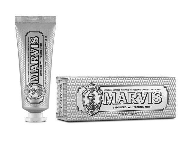 marvis зубная паста whitening mint/ отбеливающая мята. для курящих серебро 25 мл. 411138