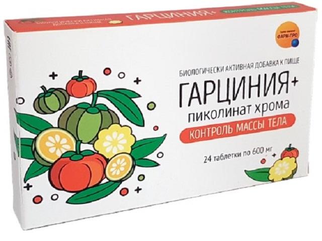 гарциния+пиколинат хрома контроль массы тела 600мг. №24 таб. /фарм-про/