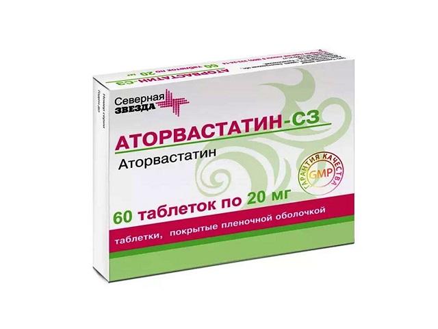 аторвастатин-сз 20мг. №60 таб.п/о  /северная звезда/