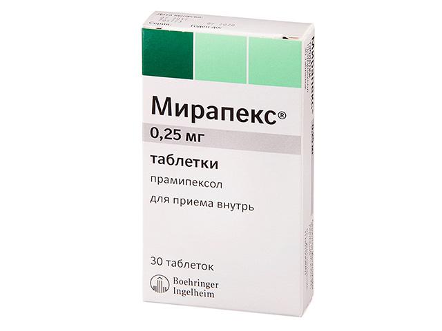 мирапекс 0,25мг. №30 таб.