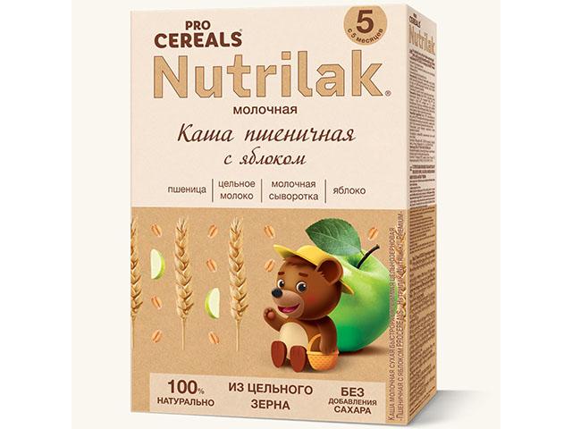 нутрилак premium procereals каша мол.пшеничная с яблоком 200г