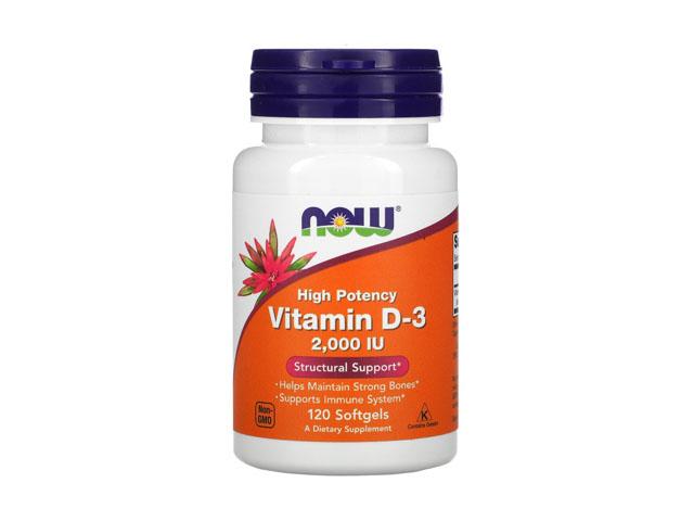 *now foods высокоэффективный витамин d3-2000 ме №120капс. 367 (26211)