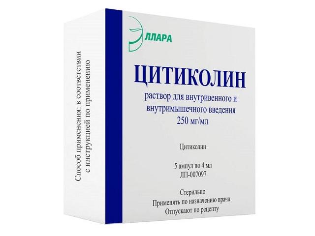 цитиколин 250 мг  4мл n5 амп р-р в/в в/м /эллара/