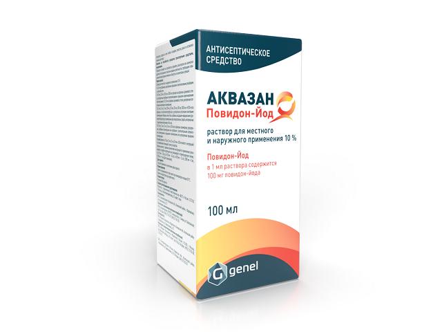 аквазан повидон-йод 10% 100мл фл. р-р д/мест/наруж. прим.
