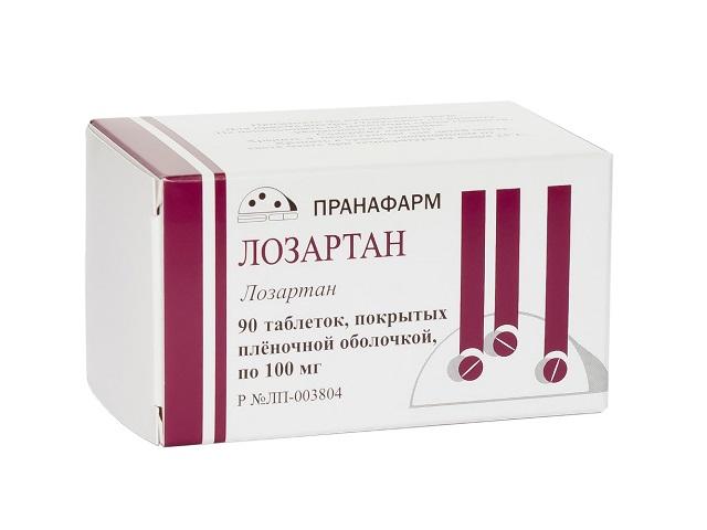 лозартан 100мг. №90 таб. п/п/о /пранафарм/